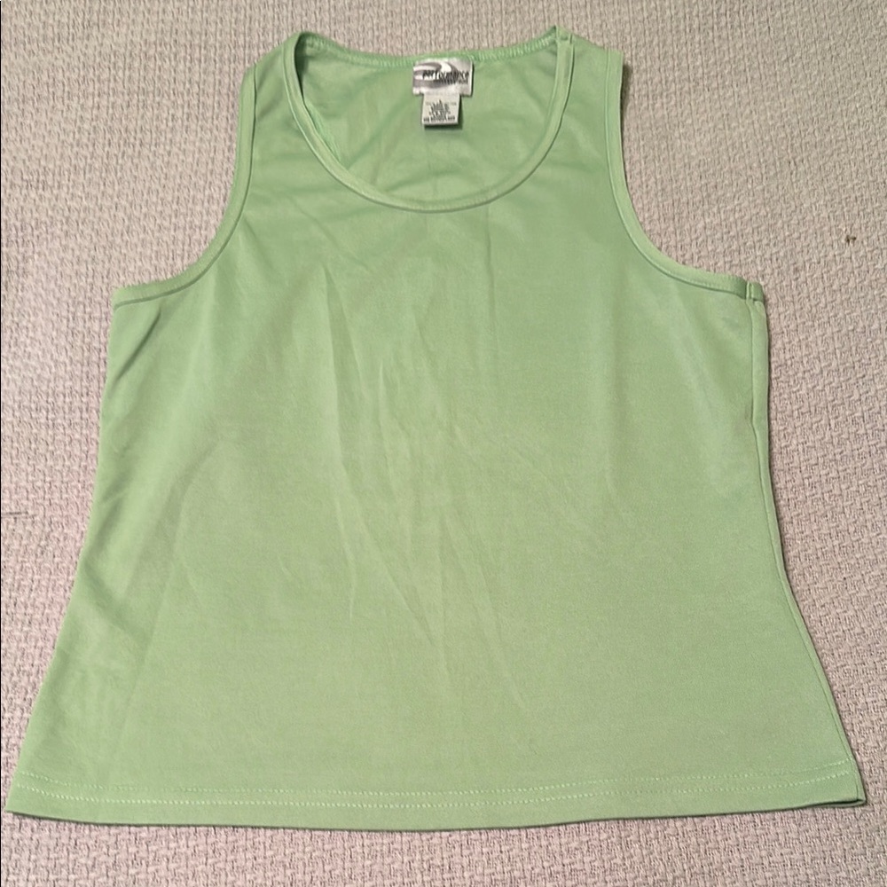 Fitted Green Tank Top with Round Neckline